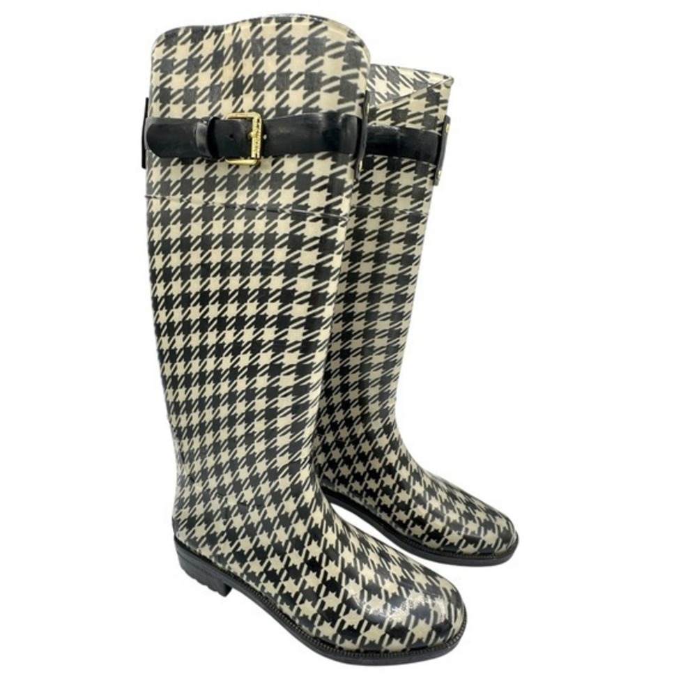 Lauren Ralph Lauren Houndstooth Tall‎ Rain Boots Women's Size 6 Classic Timeless
